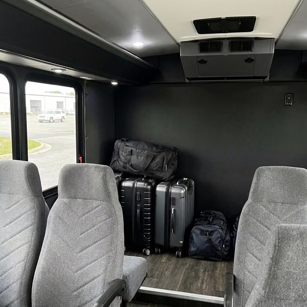 cedar falls 15 passenger minibus luggage area