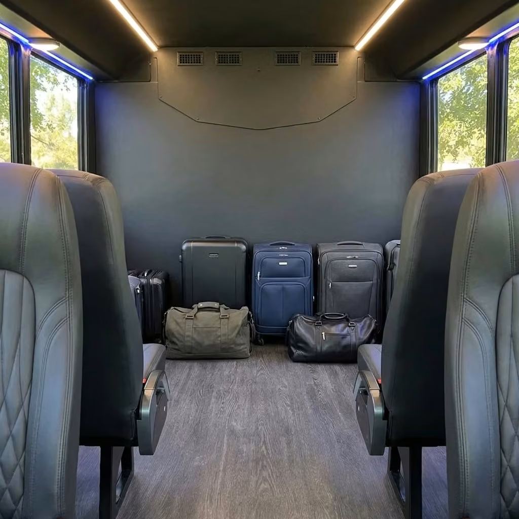 cedar falls 20 passenger minibus luggage area
