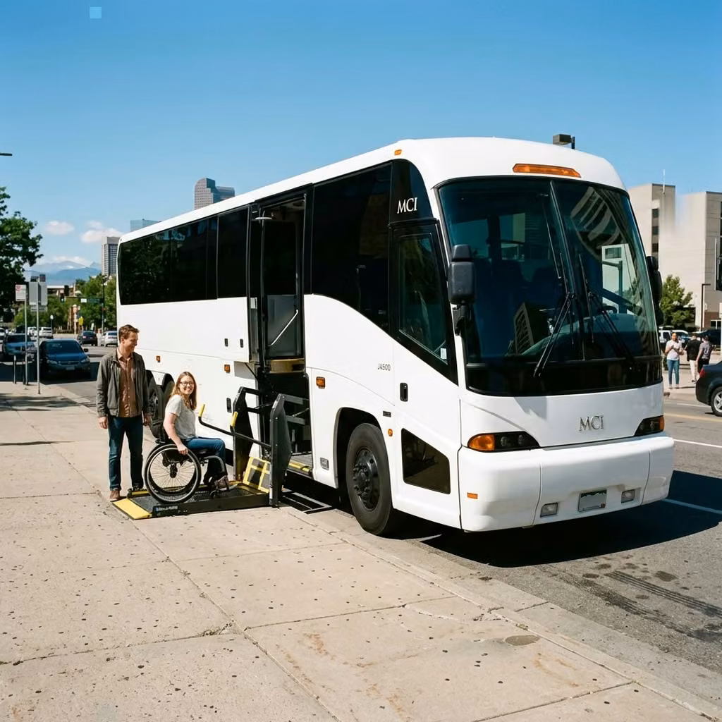 cedar falls 56 passenger charter bus wheelchair lift