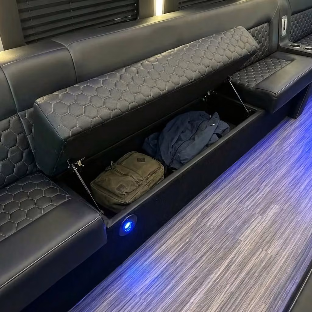 cedar falls party bus under seat storage