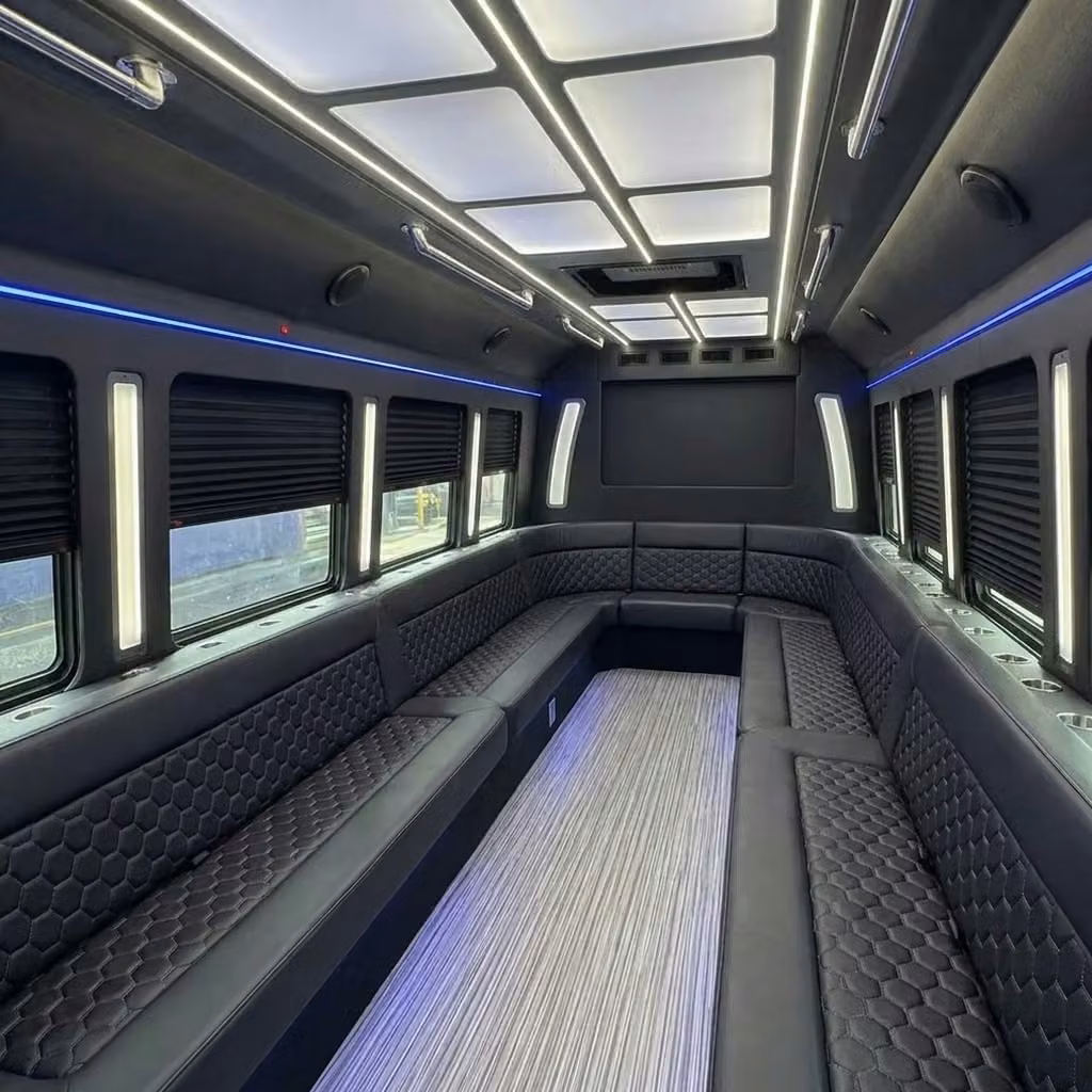cedar falls party bus wraparound seating